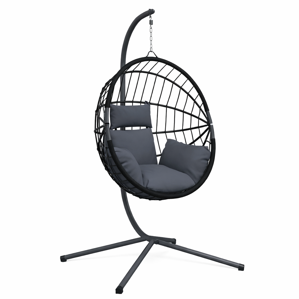 ALLIRA Hanging Egg Chair with Stand - Anthracite