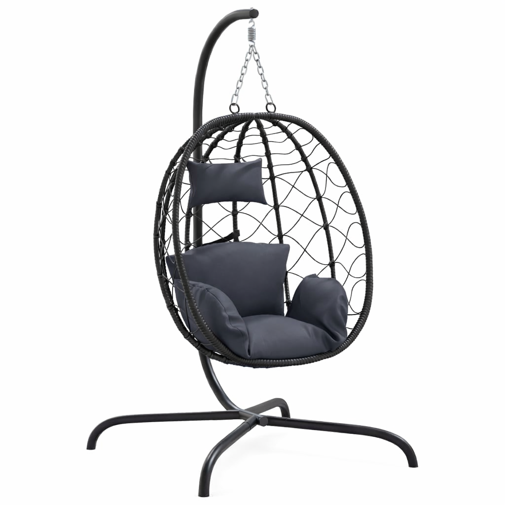 OLYRA Hanging Egg Chair with Stand - Anthracite