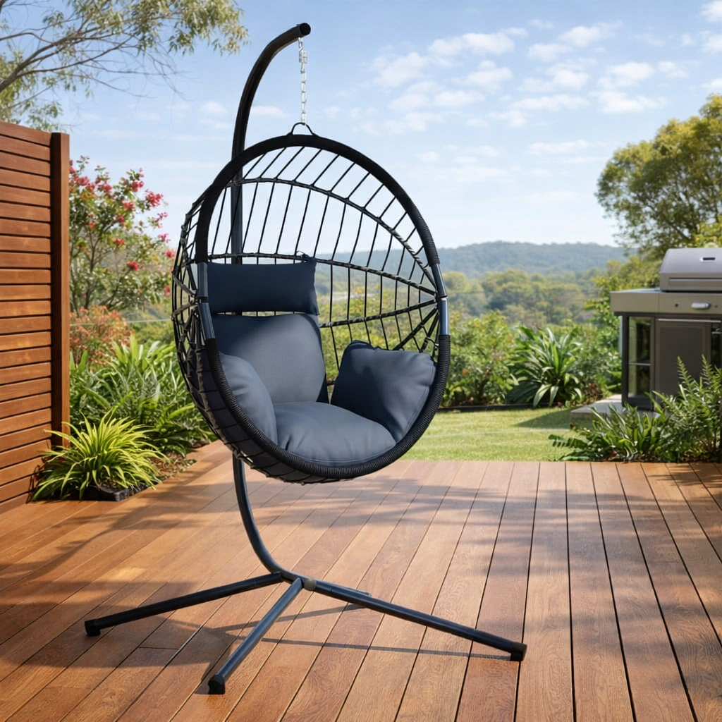 ALLIRA Hanging Egg Chair with Stand - Anthracite
