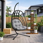 ELORA Hanging Egg Chair with Stand - Anthracite
