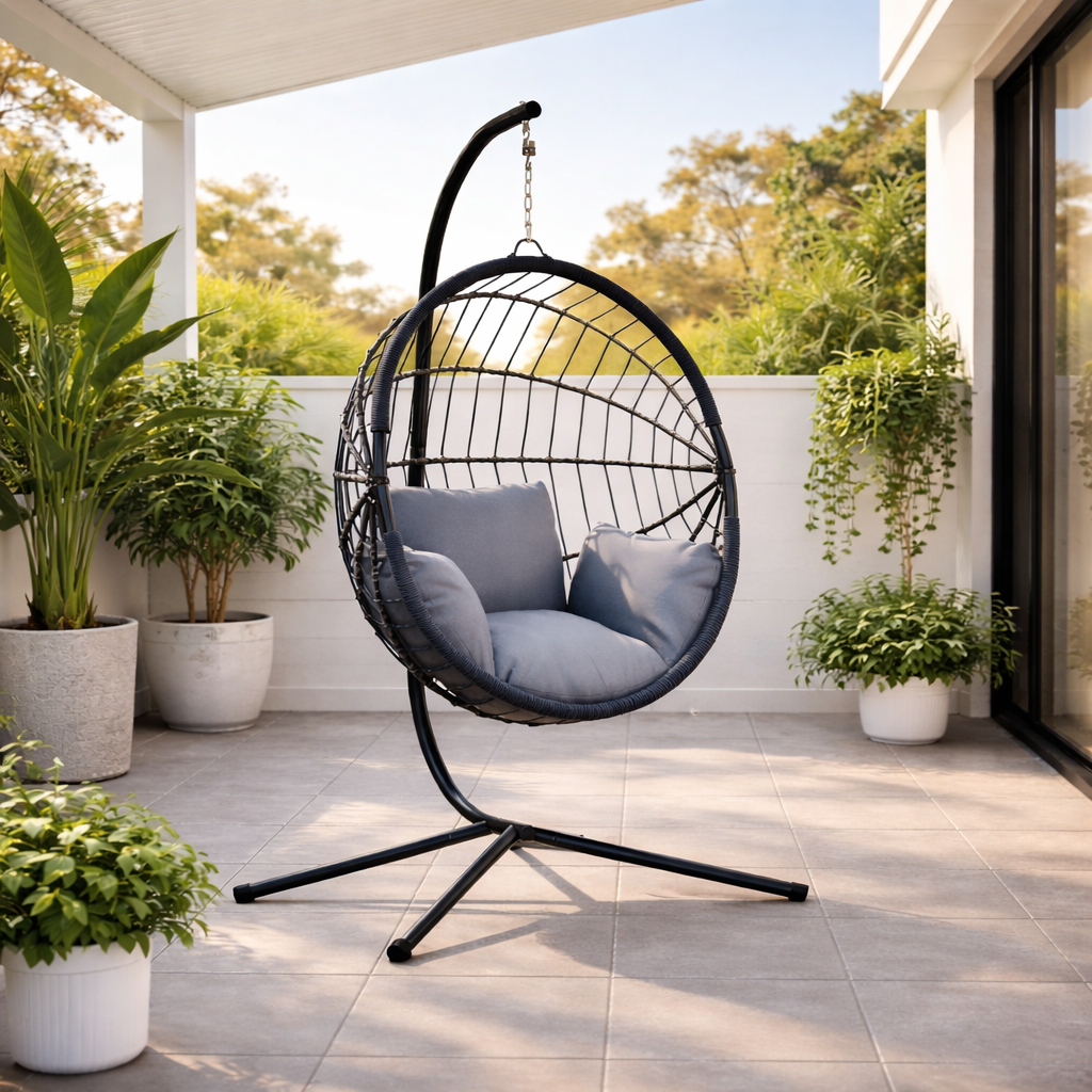 Hanging Egg Chair Stand (Without Basket) - Black
