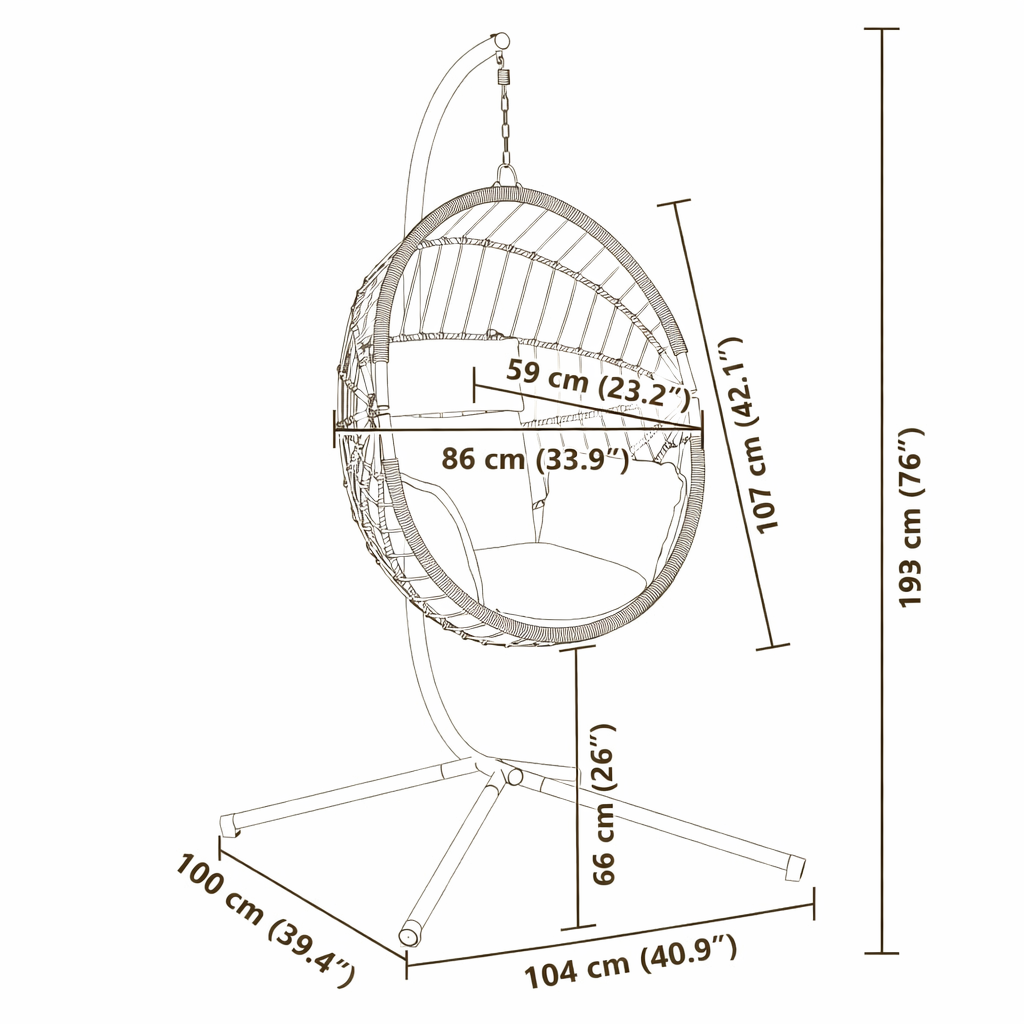 ALLIRA Hanging Egg Chair with Stand - Anthracite