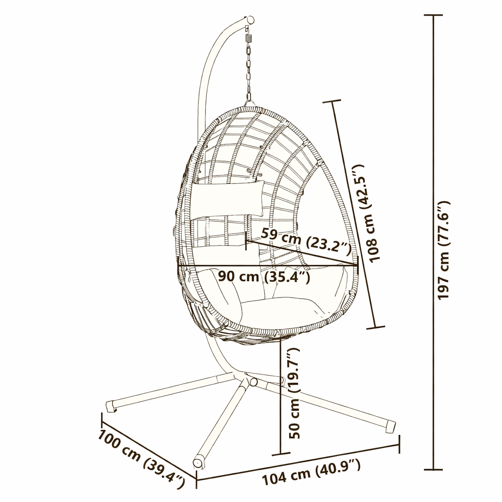 ALORA Hanging Egg Chair with Stand - Anthracite