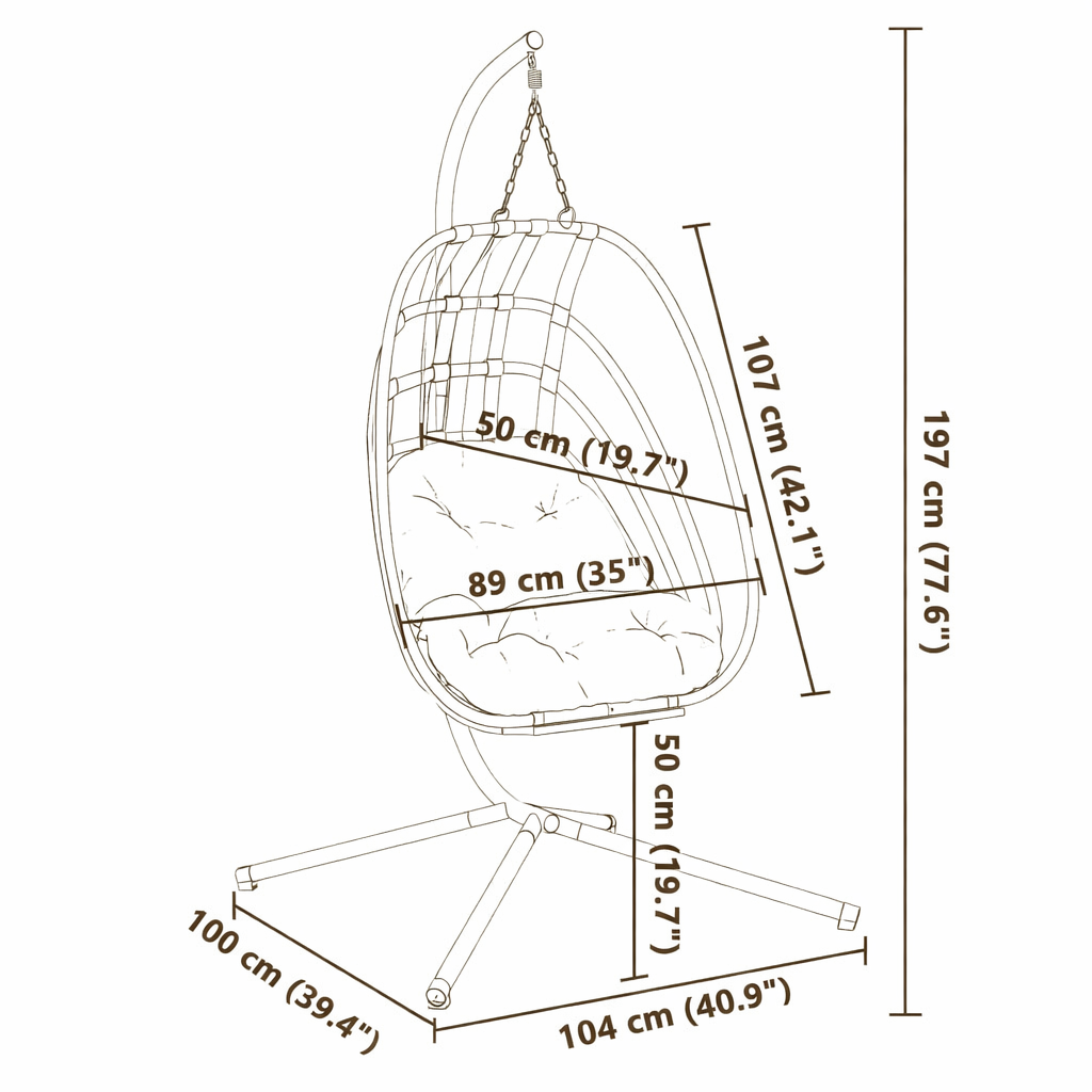 ELORA Hanging Egg Chair with Stand - Anthracite