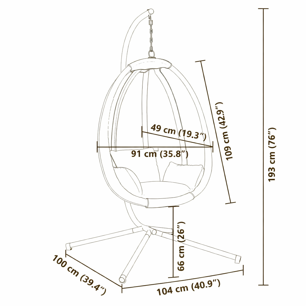 LYORA Hanging Egg Chair with Stand