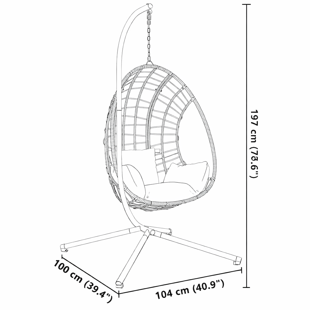 Hanging Egg Chair Stand (Without Basket) - Black